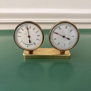 Vintage‎ Hoffritz Desktop Brass Weather Station Hygrometers Thermometer - France